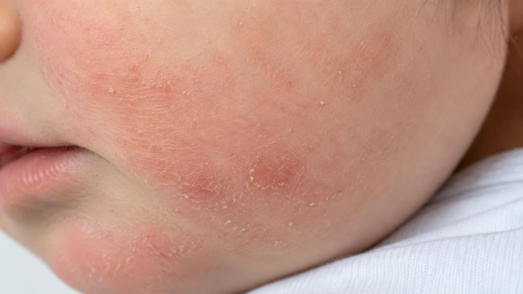 Before: eczema-prone baby skin with redness and dryness