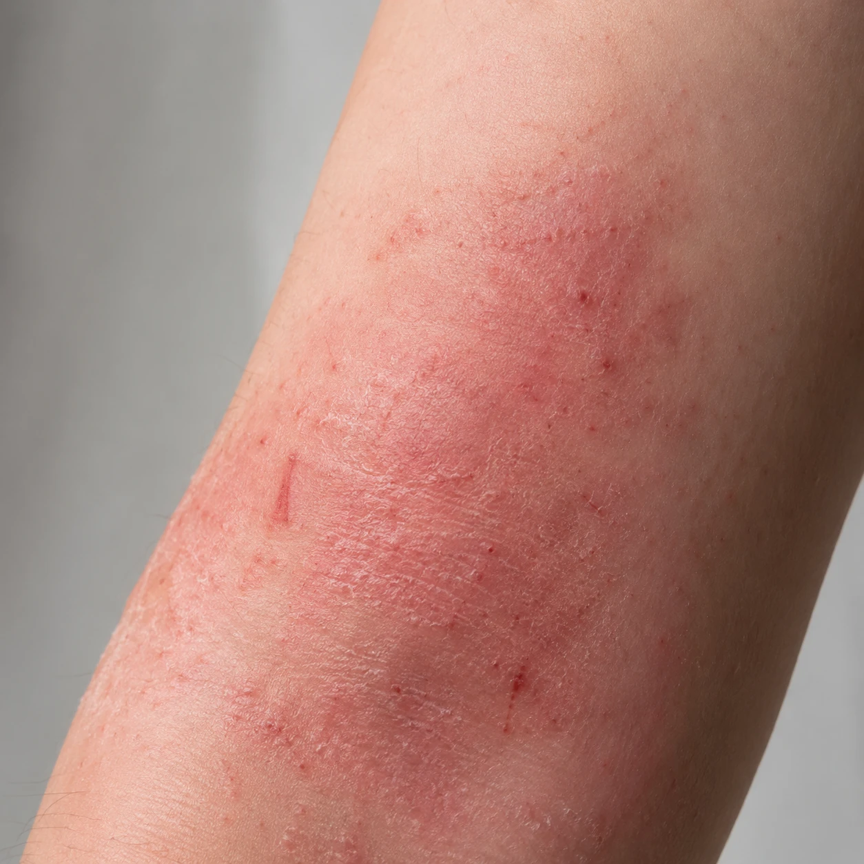 Before: skin with persistent itch and dryness