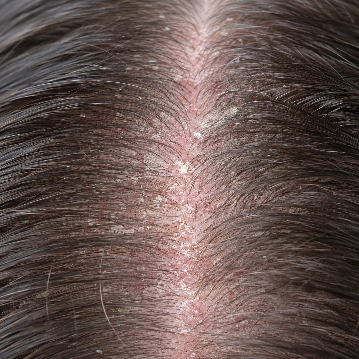 Before — excess scalp oiliness, flaking and redness